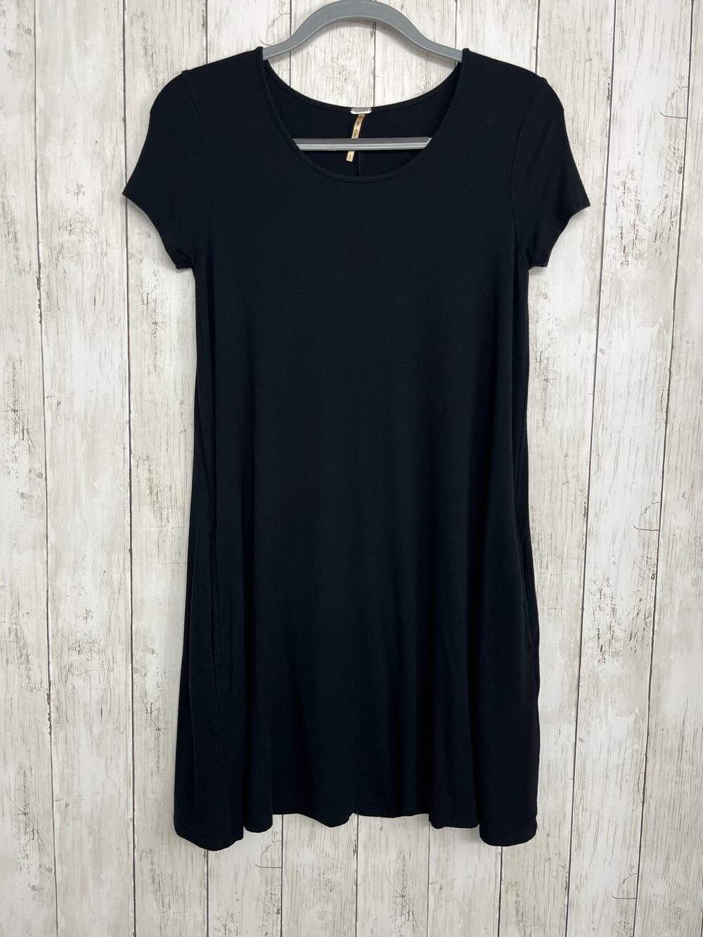 Harlow Black Short Sleeve Casual Dress Small Soft Stretch Everyday Basic Goth